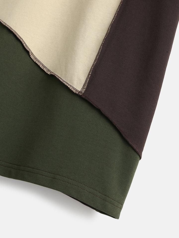 Casual Cut & Sew Crew Neck T-Shirt | Brown