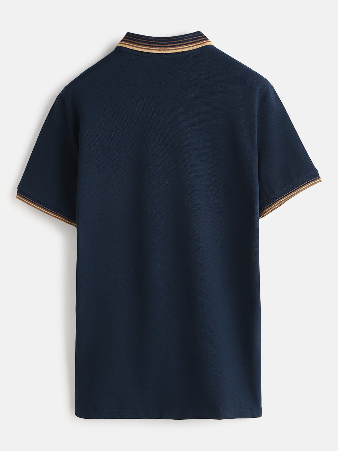 Jacquard Collar Pique Polo T-Shirt | Navy