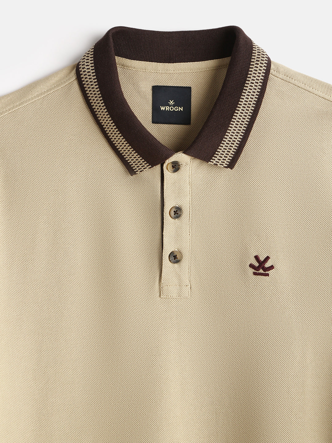 Casual Jacquard Collar Polo T-Shirt | Khaki