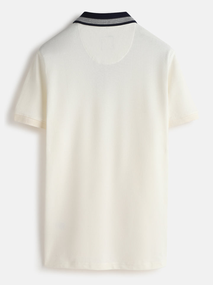 Casual Jacquard Collar Polo T-Shirt | Off White
