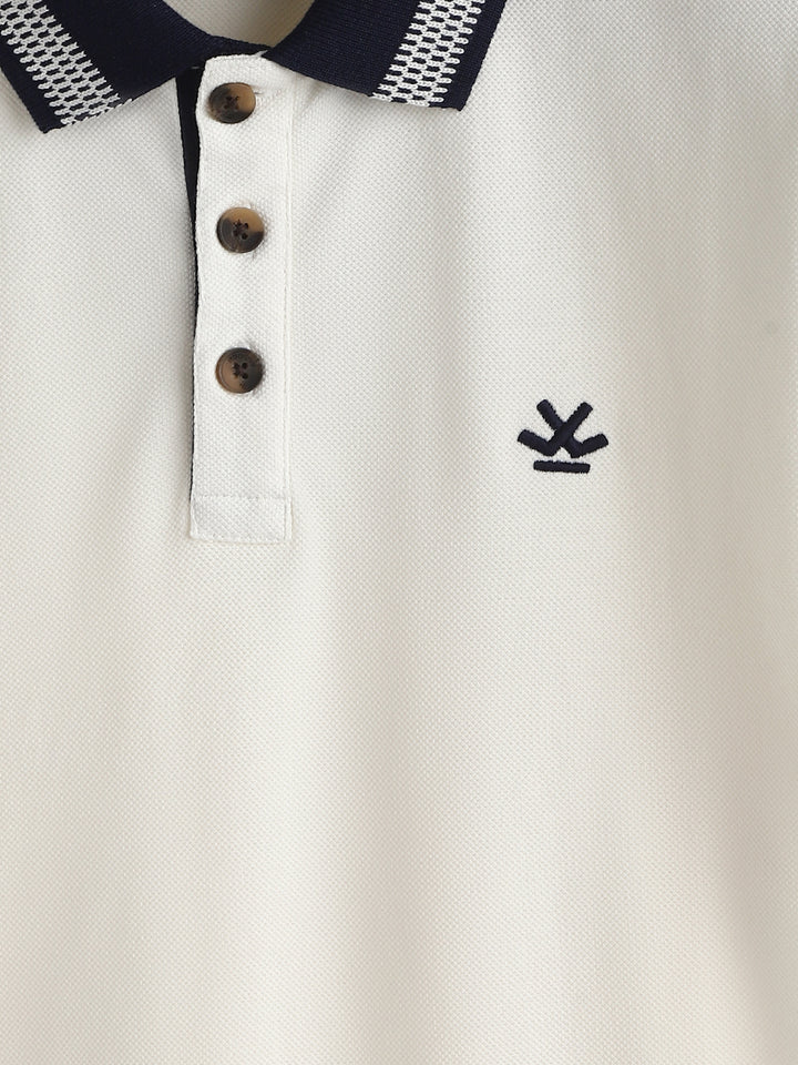 Casual Jacquard Collar Polo T-Shirt | Off White