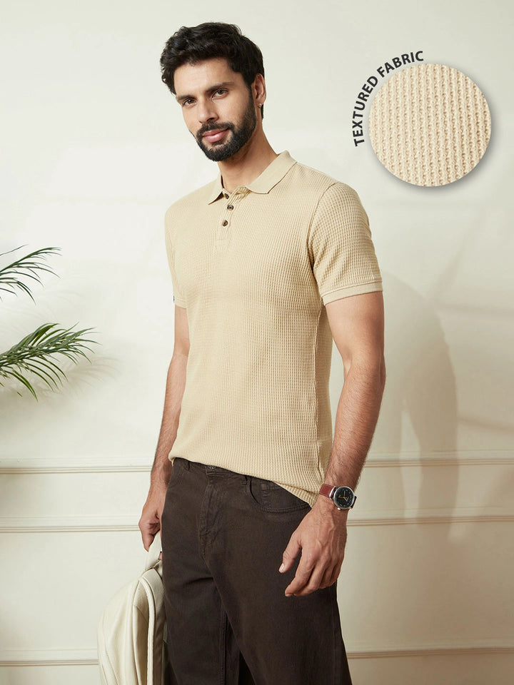 Solid Textured Polo | Beige