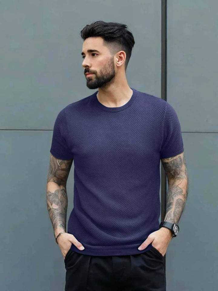 Casual Flat Knit T-Shirt | Purple