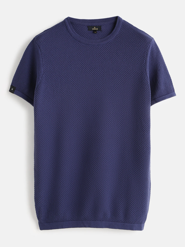 Casual Flat Knit T-Shirt | Purple