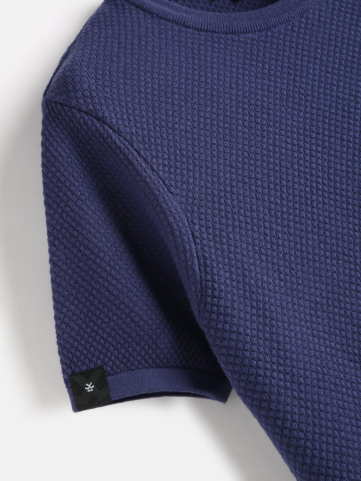 Casual Flat Knit T-Shirt | Purple