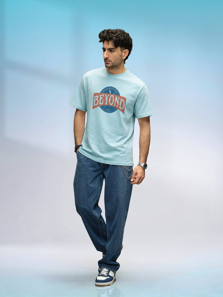 Retro Graphic Printed T-Shirt | Light Blue