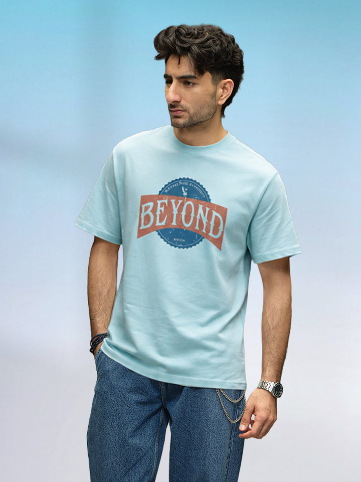 Retro Graphic Printed T-Shirt | Light Blue
