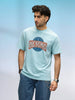 Retro Graphic Printed T-Shirt | Light Blue