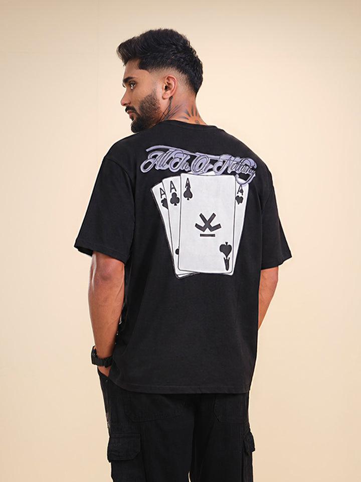 Casual Men Oversized Fit Tee With Graphic | Black