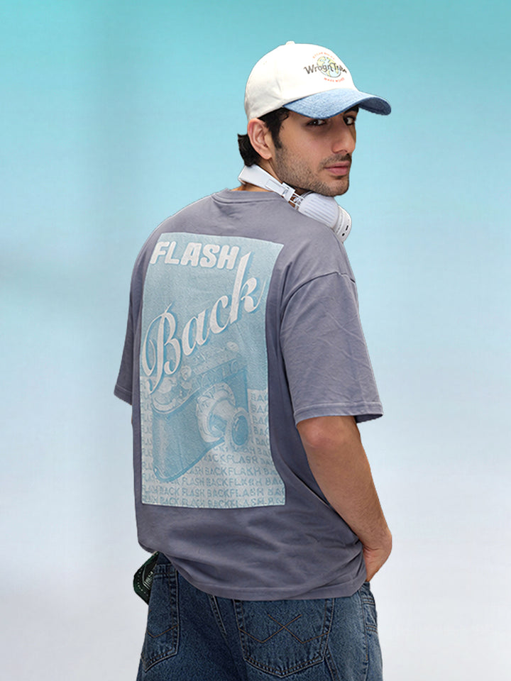 Casual Men Oversized Fit Tee With Graphic | Grey