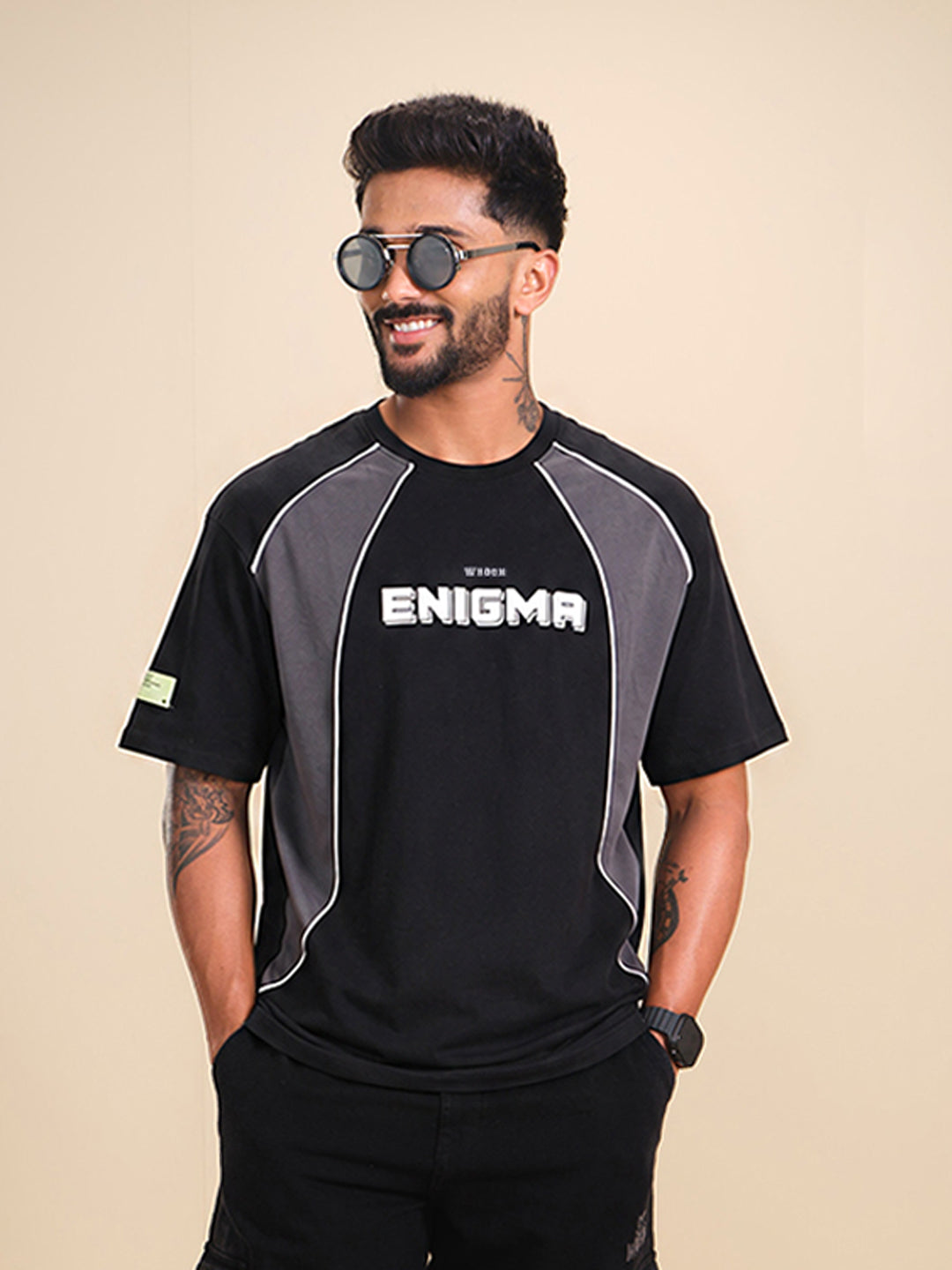 Casual Men Sporty Look Oversized Fit Tee With Print | Black