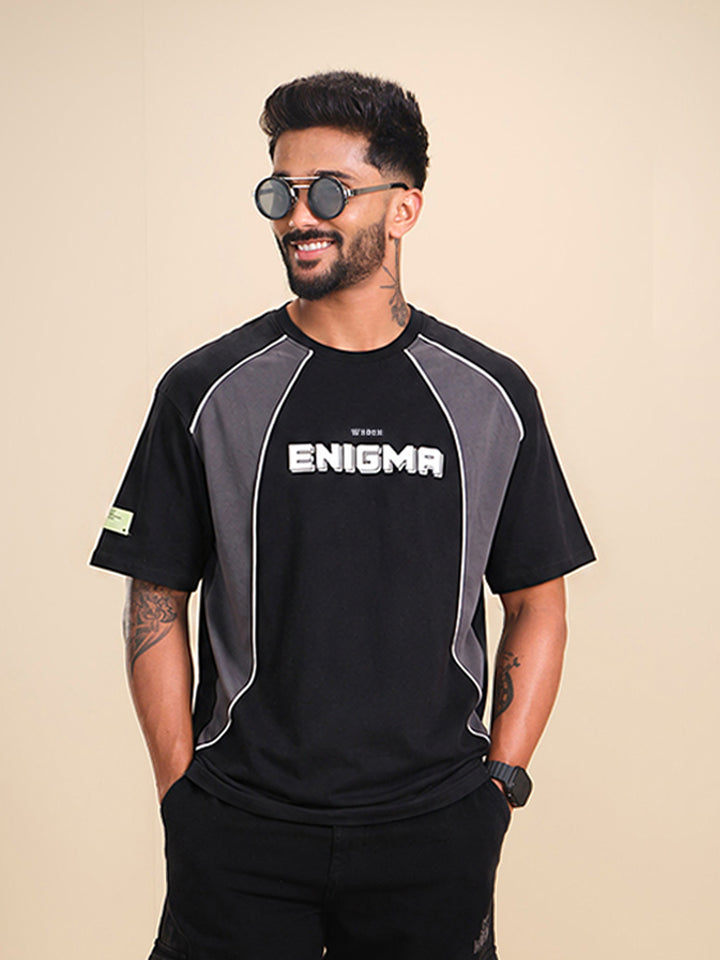 Casual Men Sporty Look Oversized Fit Tee With Print | Black