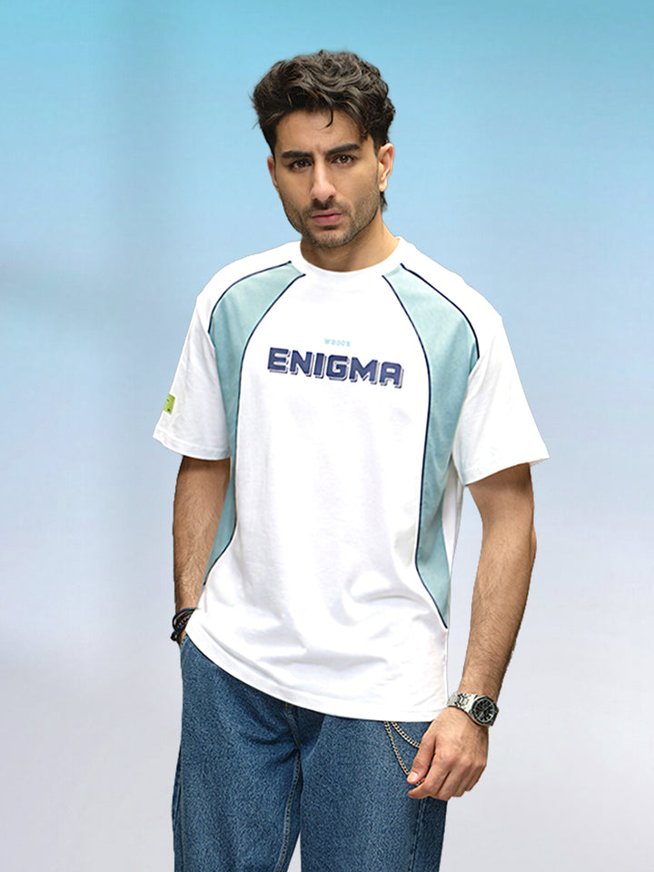Casual Men Sporty Look Oversized Fit Tee With Print | White