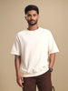 Solid Oversized Crew Neck T-shirt | Beige