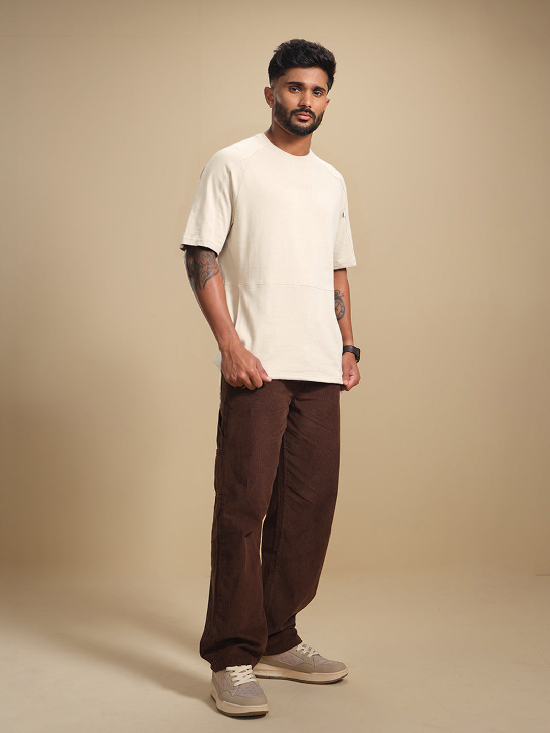 Raglan Sleeve Patch Pocket T-Shirt | Beige