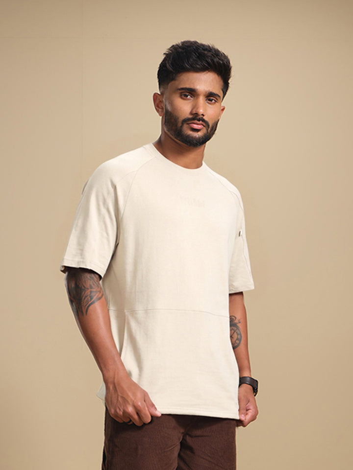Raglan Sleeve Patch Pocket T-Shirt | Beige