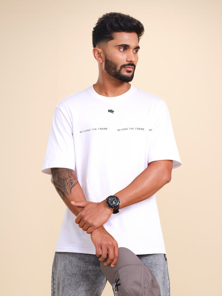 Placement Printed Oversized T-Shirt | White