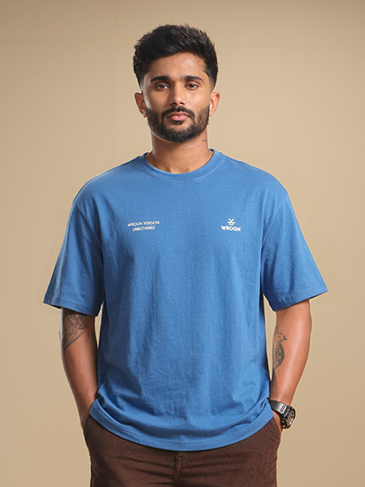 Oversized Crew Neck T-Shirt With Hd Print | Blue