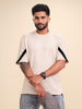 Placement Printed Oversized T-Shirt | Beige