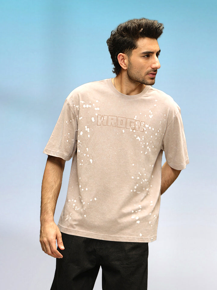 Retro Washed Effect Oversized Fit T-shirt | Beige