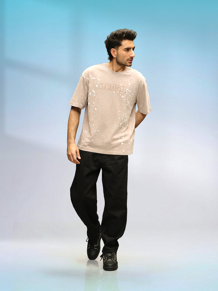 Retro Washed Effect Oversized Fit T-shirt | Beige