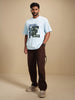 Retro Tv Graphic Printed Oversized Fit Tshirt | Light Blue