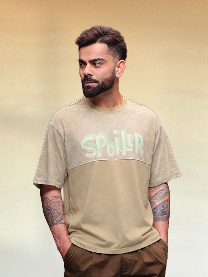 Washed Graphic Printed Oversized Fit T-Shirt | Khaki