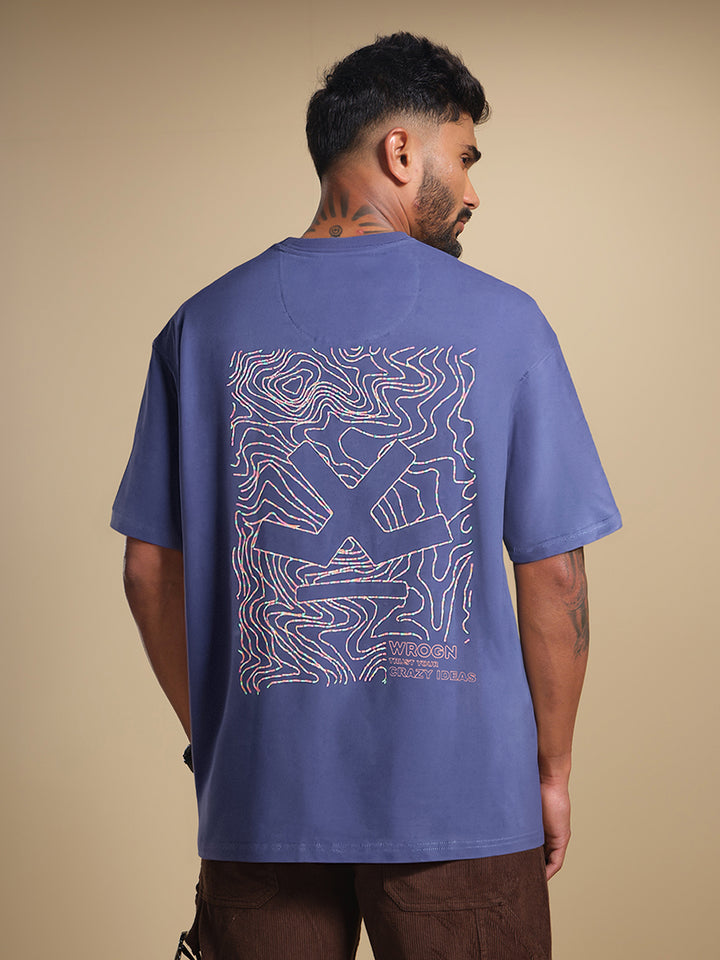 Logo Printed Oversized T-Shirt | Dark Blue