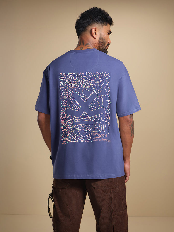 Logo Printed Oversized T-Shirt | Dark Blue