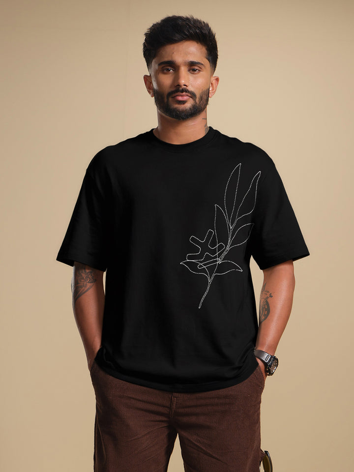 Embroidered Oversized T-Shirt | Black