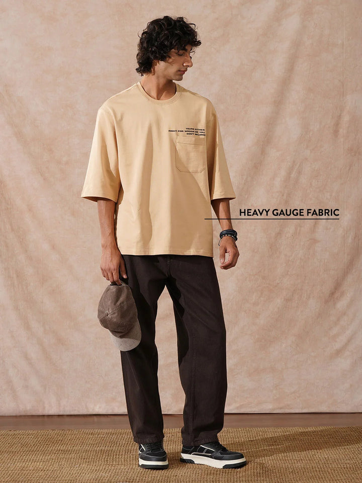 Heavy GSM 3/4th Sleeve T-Shirt | Beige
