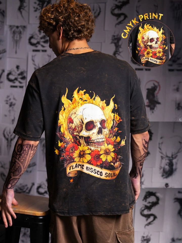 Wrogn X Aliens - Flame Kissed Skull | Black T-Shirt