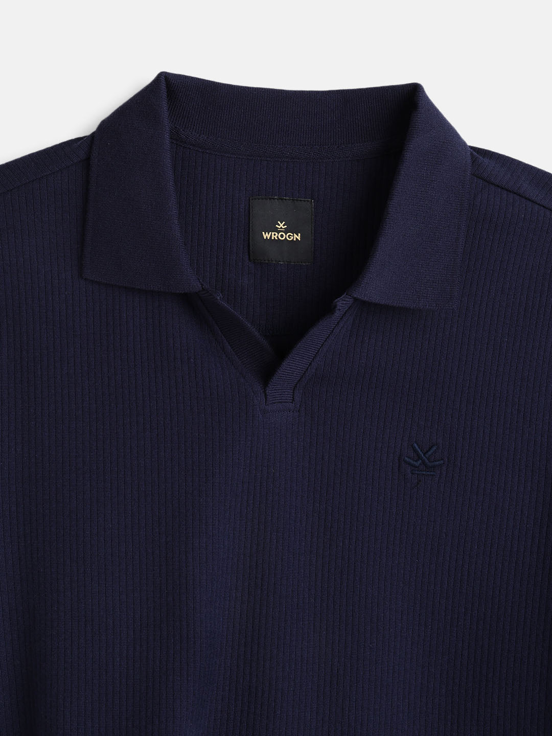 Solid Textured Slim Fit Polo T-Shirt  | Navy Blue