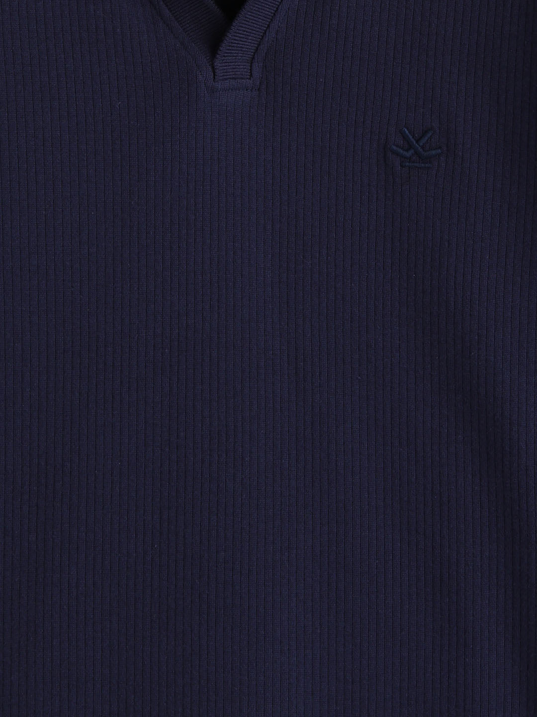 Solid Textured Slim Fit Polo T-Shirt  | Navy Blue