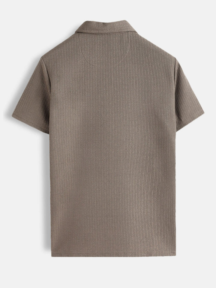 Textured Jacquard Self Design Polo In Slim Fit  |  Khaki