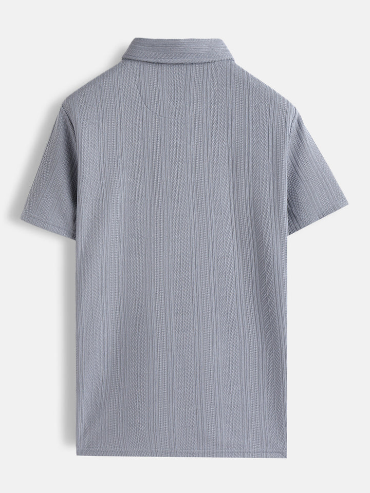 Jacquard Textured Knit Polo In Slim Fit  |  Grey