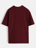 Oversized Jacquard Textured Crew Neck T-Shirt   | Maroon