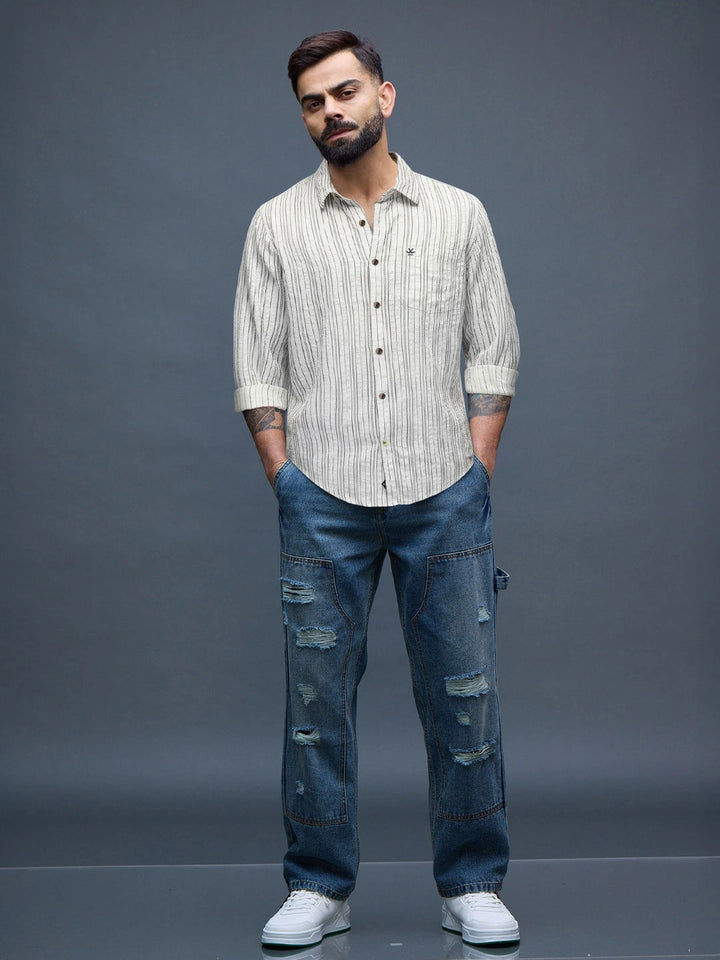 men's casual striped pattern shirt | Off White