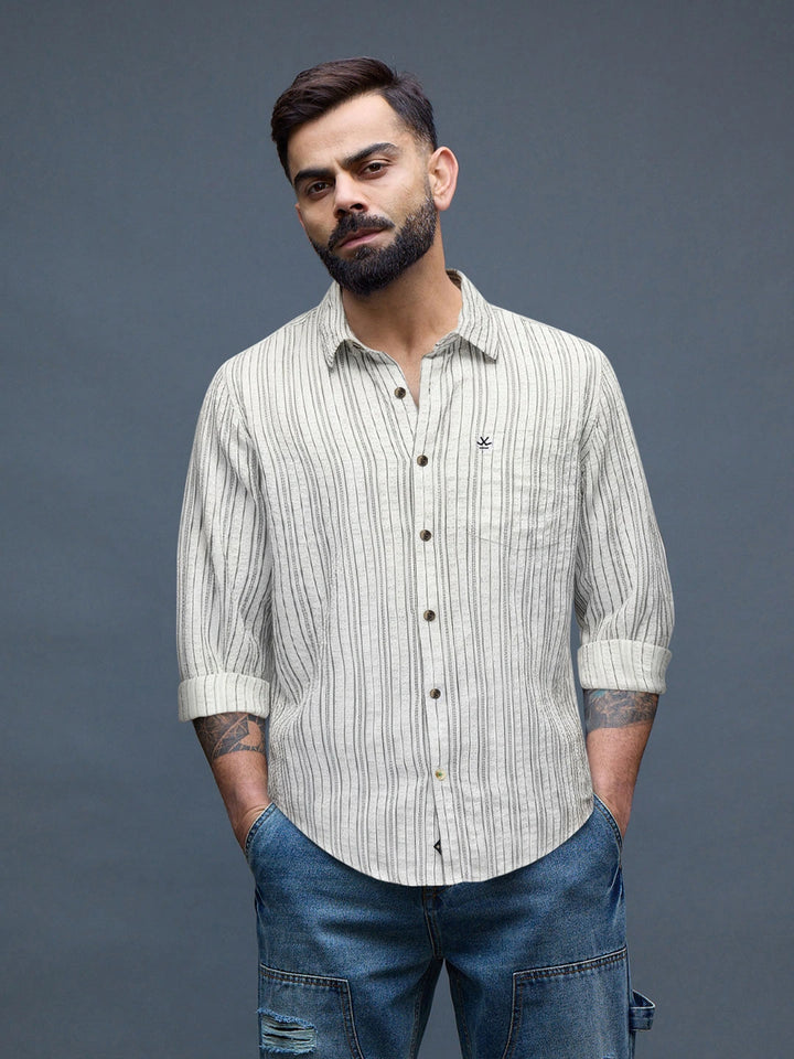 men's casual striped pattern shirt | Off White