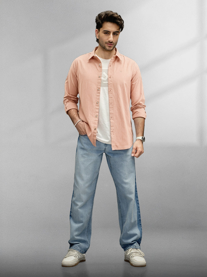 Regular Fit Linen Blend Shirt | Light Brown