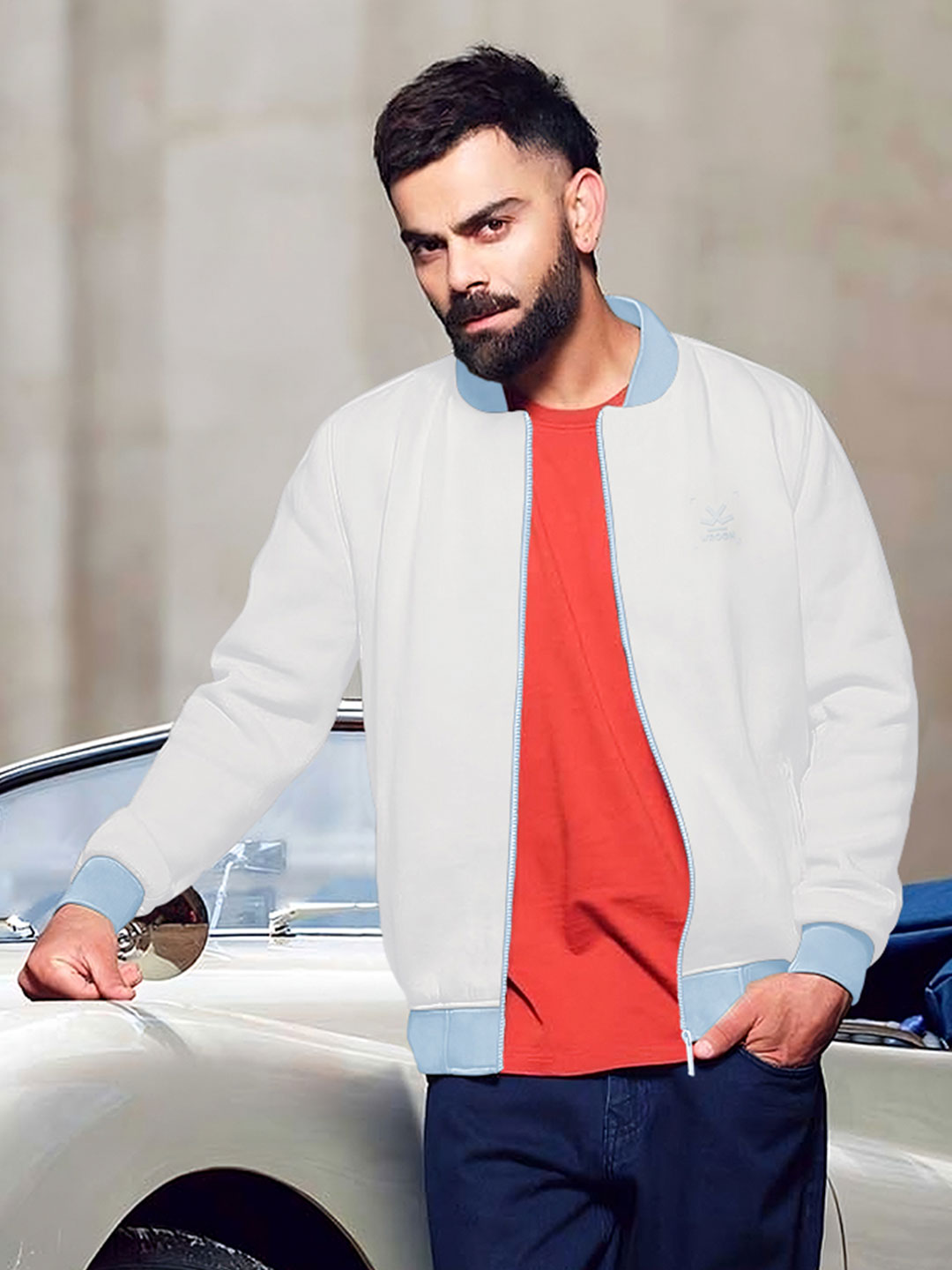 Men's Comfort Fit Zip-Up Sweatshirt | White
