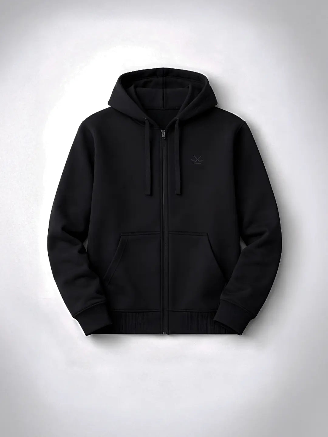 Men's Solid Zip-Up Hoodie Sweatshirt  | Black