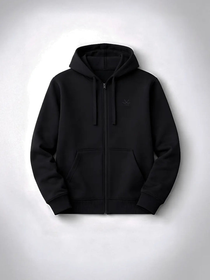 Men's Solid Zip-Up Hoodie Sweatshirt  | Black