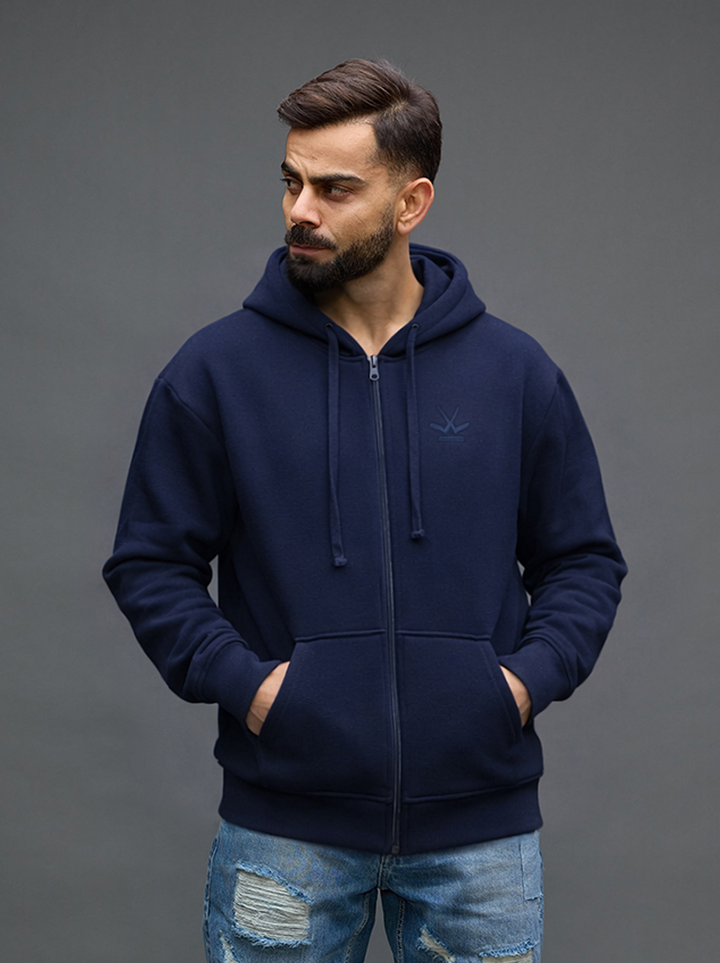 Men’s Solid Zip-Up Hoodie Sweatshirt | Blue