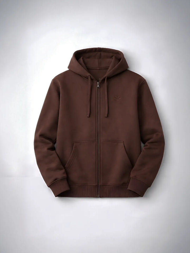 Men's Solid Zip-Up Hoodie Sweatshirt | Java