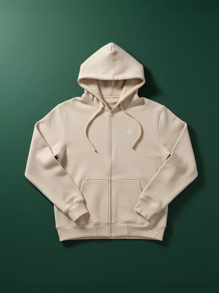 Men’s Solid Zip-Up Hoodie Sweatshirt | Tapioca