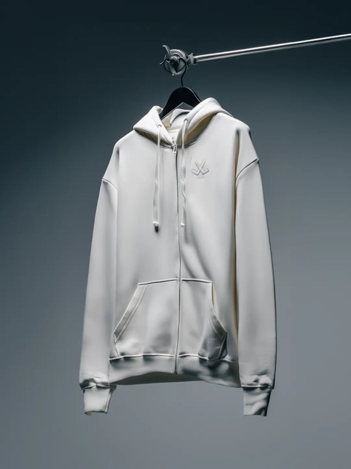 Men’s Solid Zip-Up Hoodie Sweatshirt | Snow White