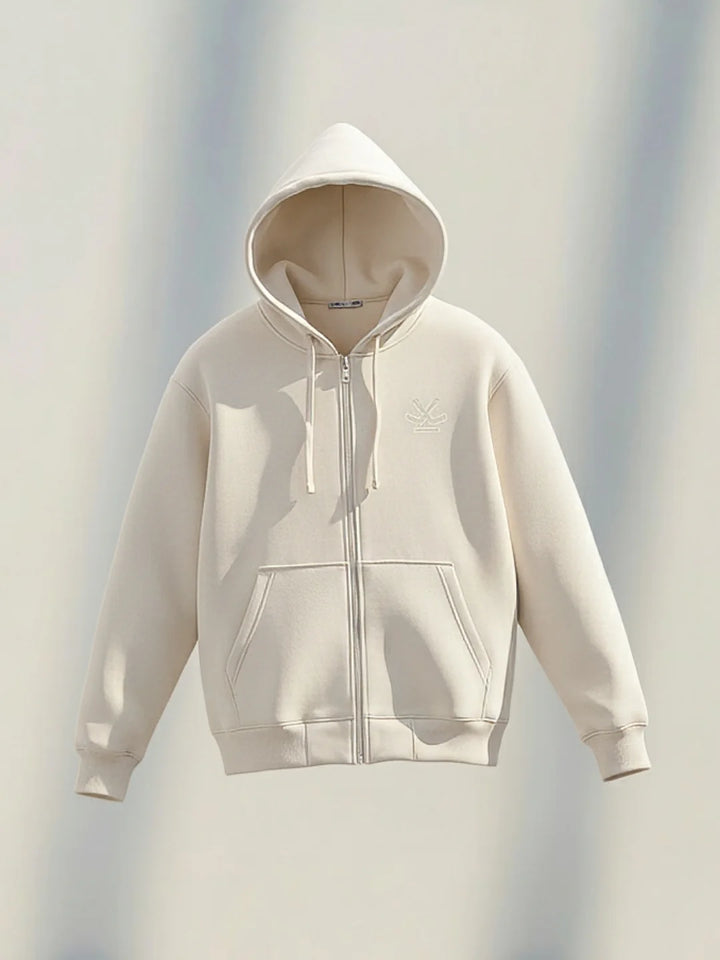 Men’s Solid Zip-Up Hoodie Sweatshirt | Tapioca