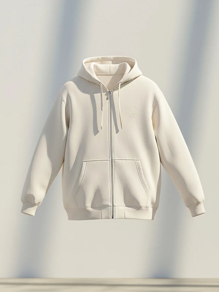 Men’s Solid Zip-Up Hoodie Sweatshirt | Tapioca