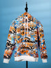 Graffiti Inspired Oversized Brushed Fleece Hoodie | Blue
